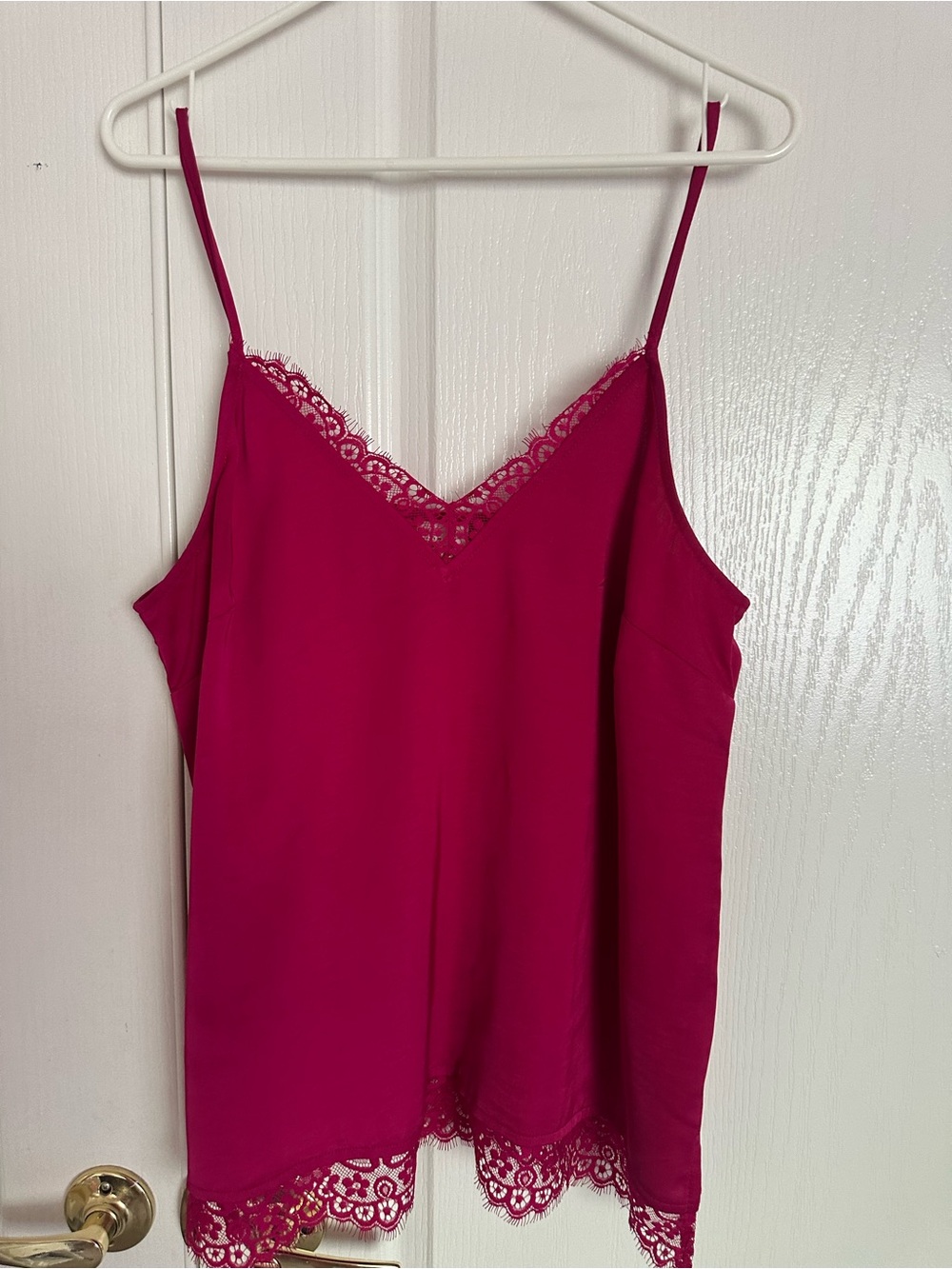 A New Day Pink Lace Trim Satin Cami Tank Top Size L